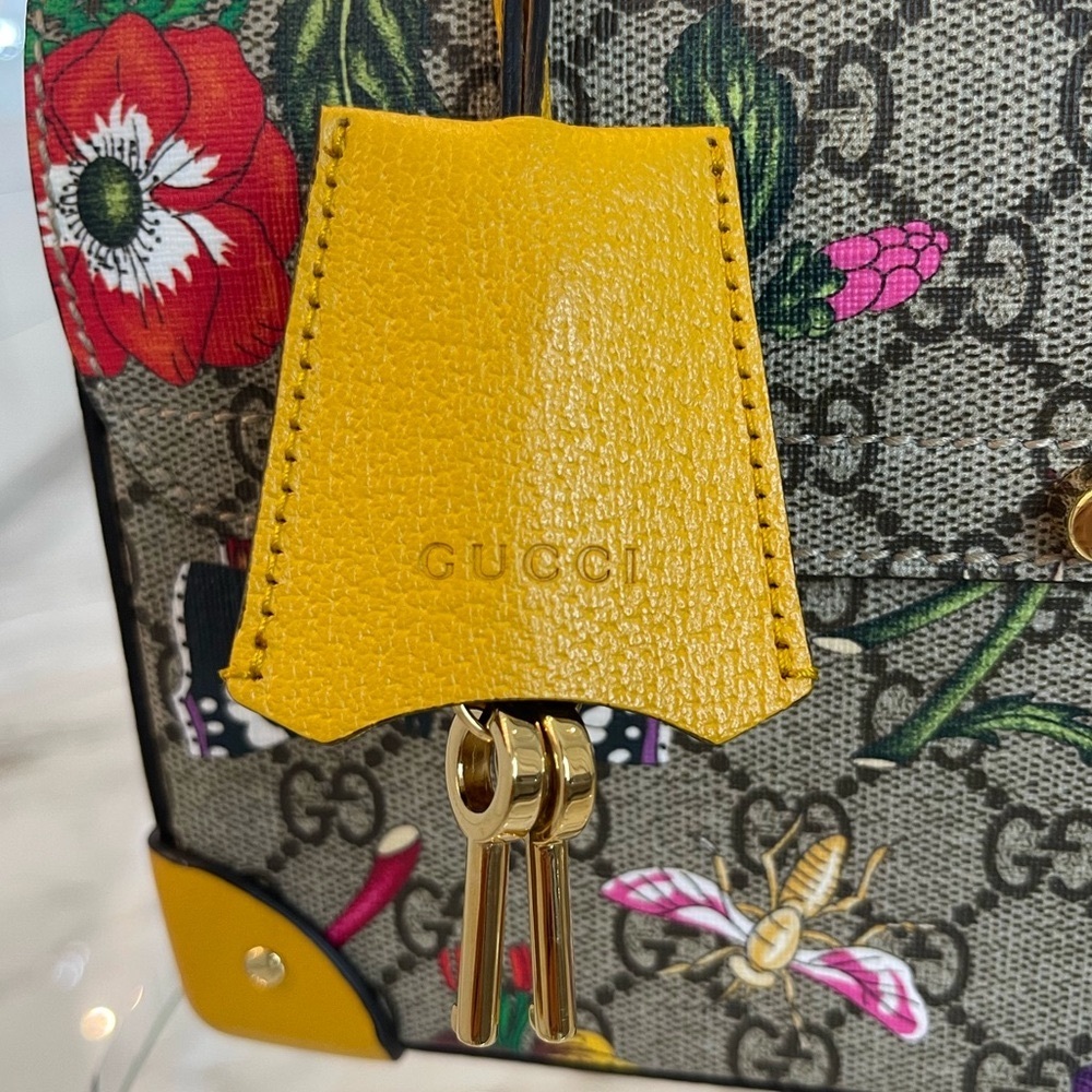 NWT Gucci Multicolor Small GG Flora Bamboo Padlock Bag - Picture 5 of 11